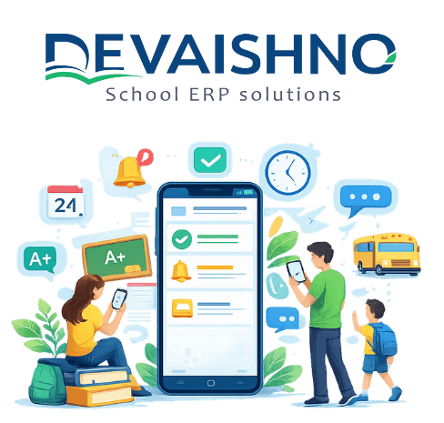 Devaishno School ERP parent app — real-time school notifications for parents India